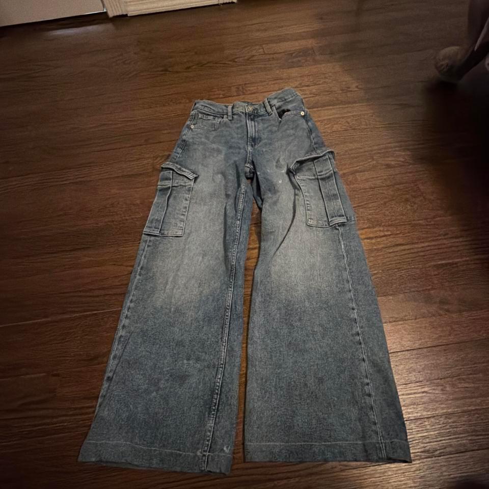 Blue Wide Leg Cargo Jeans 7f21