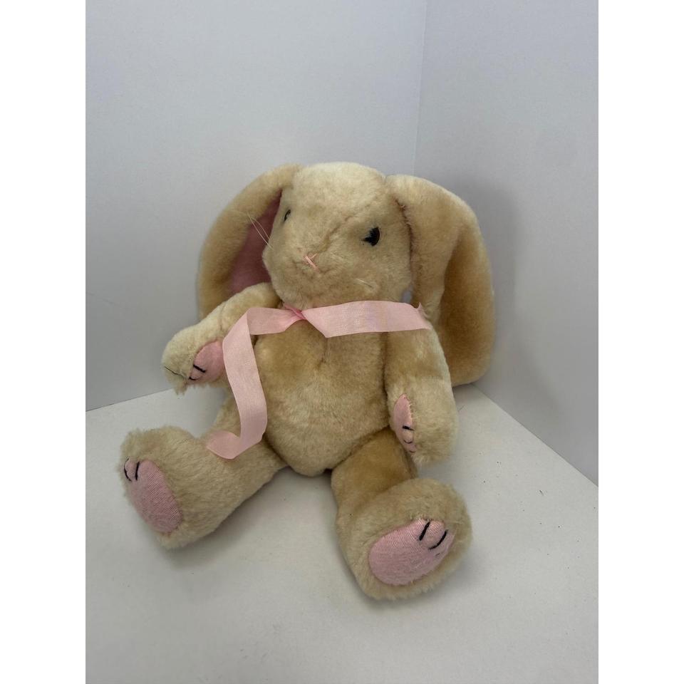 Vintage Tan Plush Bunny Rabbit D78a