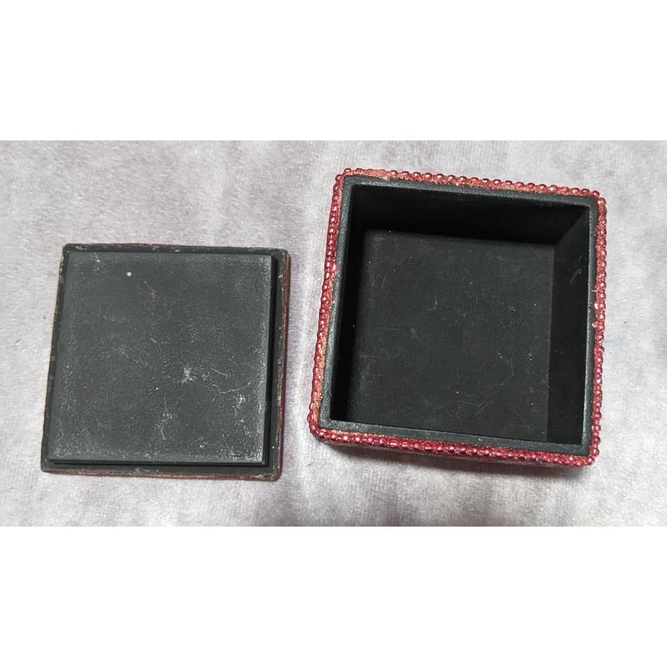 Red Beaded Mirrored Trinket Box 7