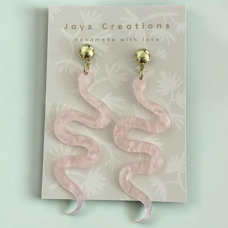 Pink Snake Acrylic Earrings Snakejewellery 3faf 4