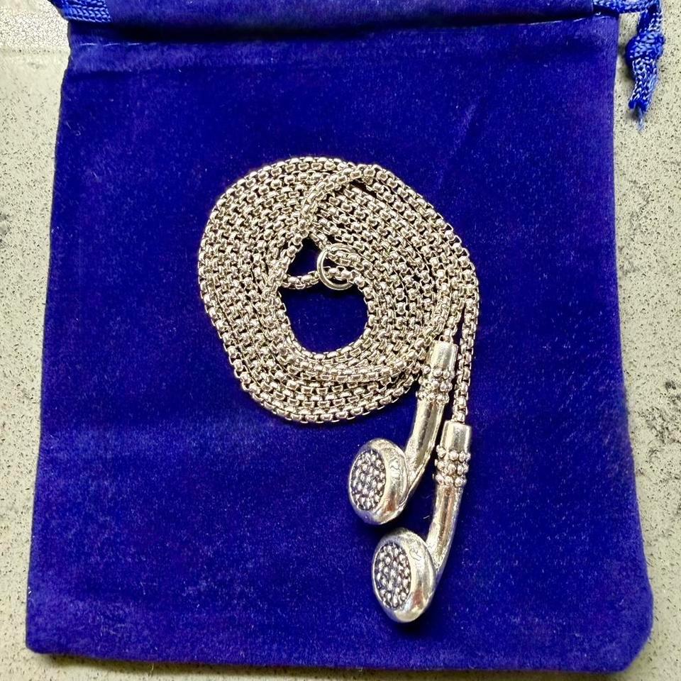 Mens Silver Earbud Necklace B5fe 3