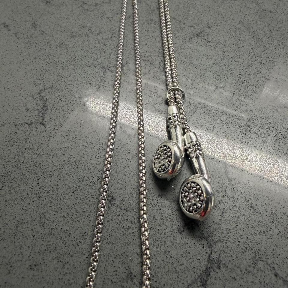 Mens Silver Earbud Necklace B5fe 4