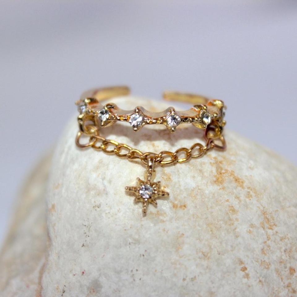 Gold Chain Ring With Diamond 6772
