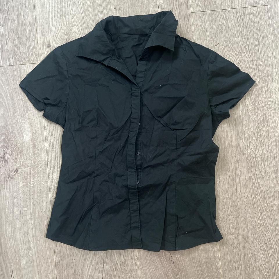 Black Blouse Button Up Dress 38ff
