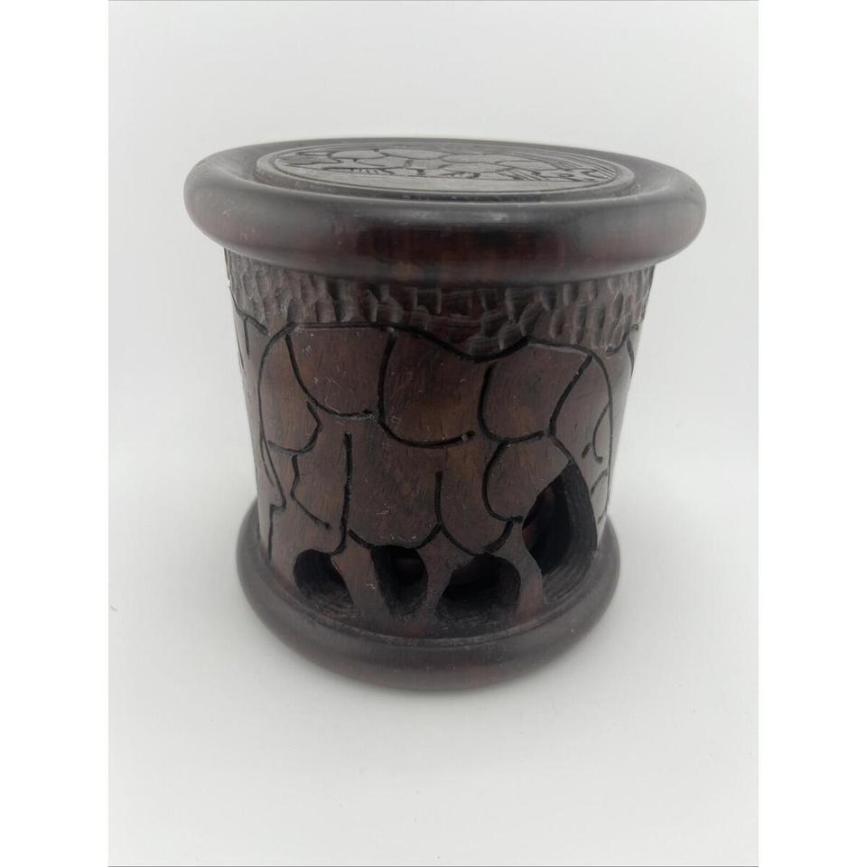 Vintage Hand Carved Dark Wood Elephant D207