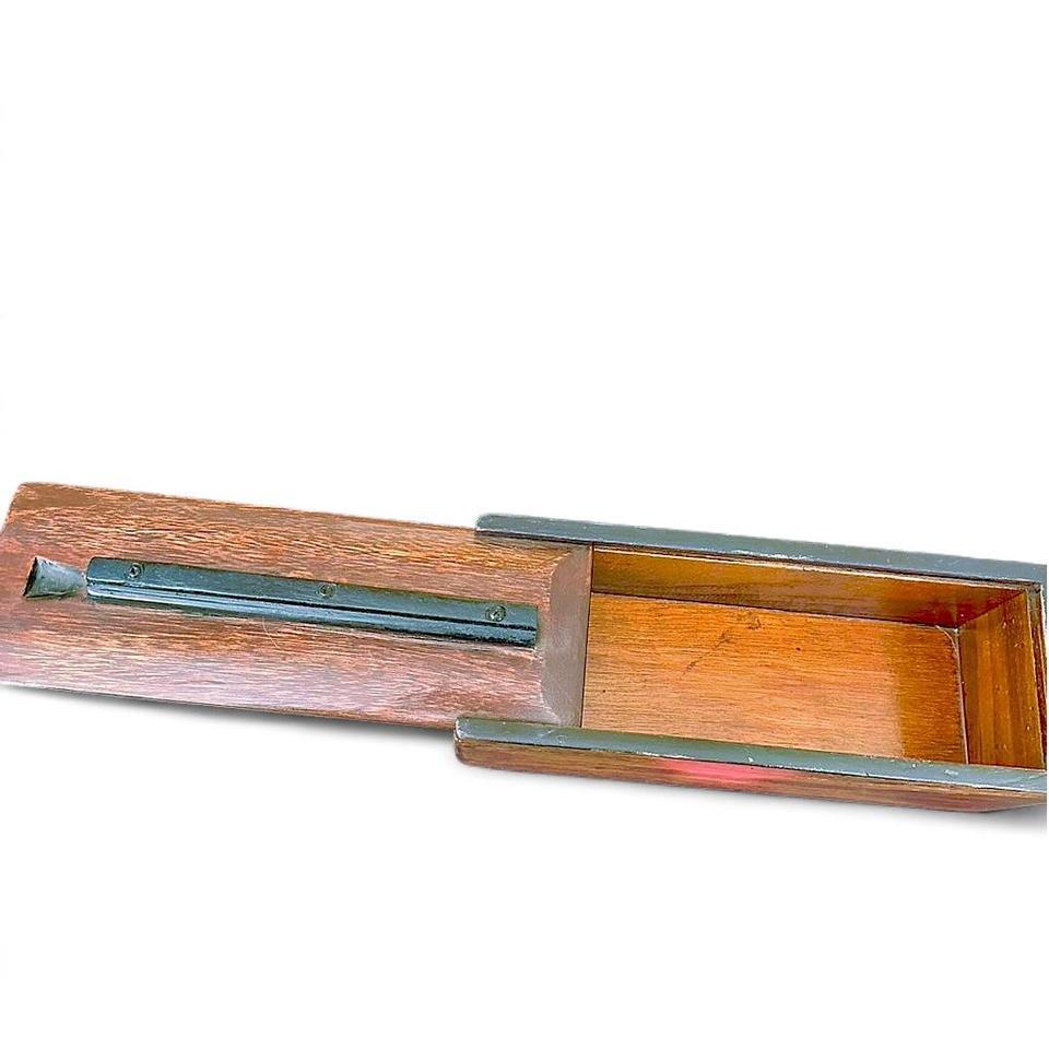Wooden Box With A Black 51b7