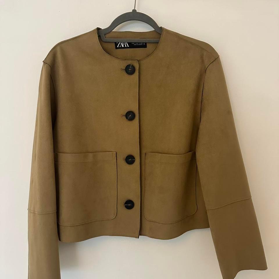 Zara Tan Suede Cropped Jacket 583b 2
