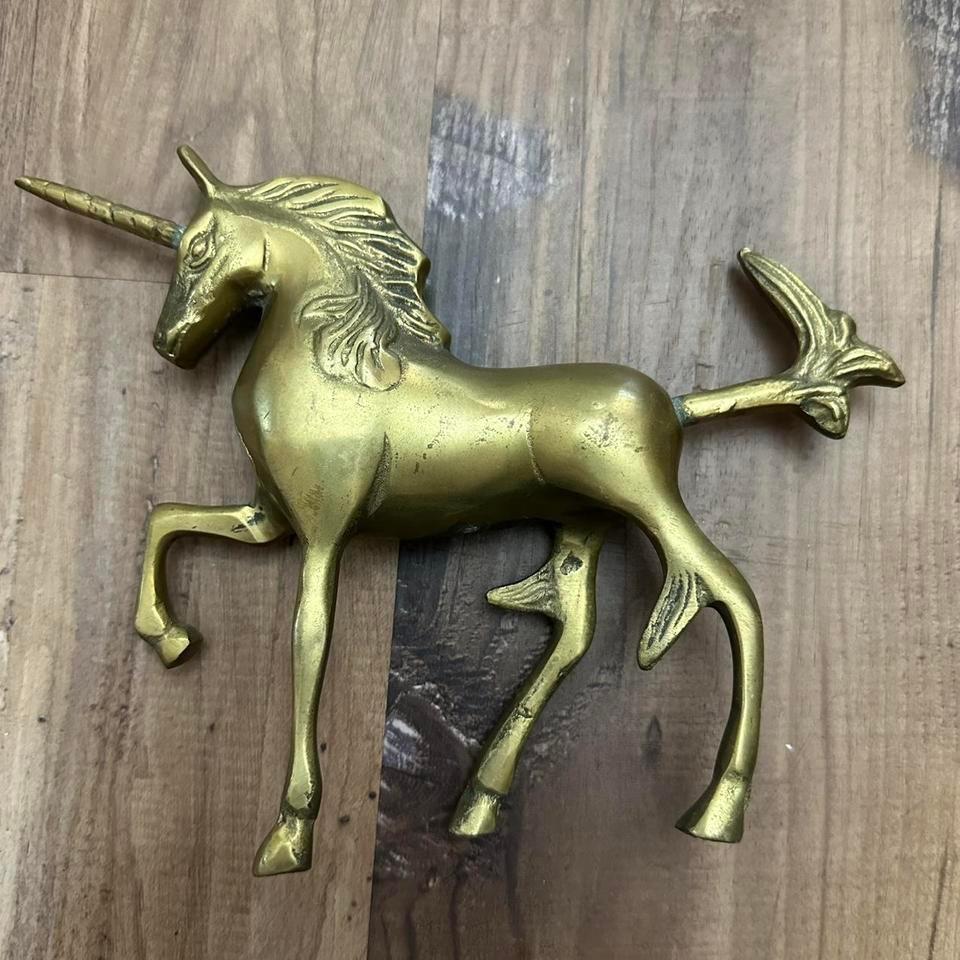 Vintage Brass Unicorn Statue Gold