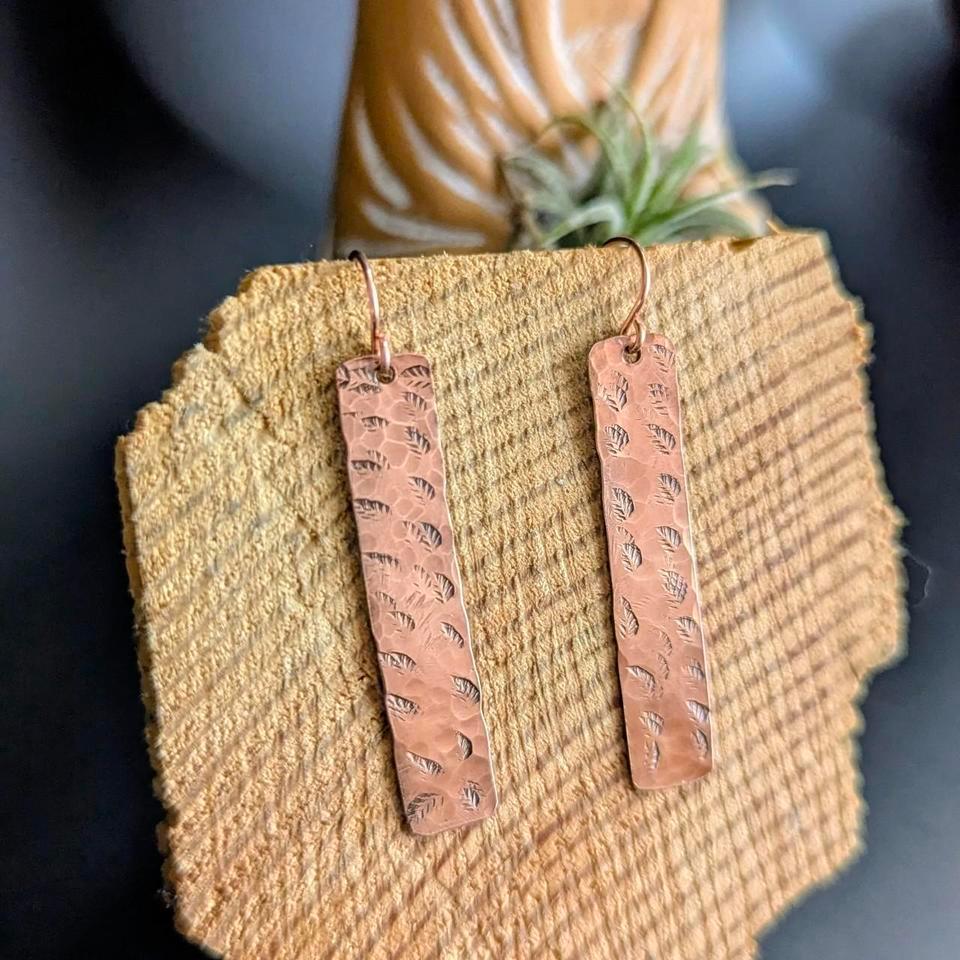 Unique Copper Bar Patterned Earrings 4