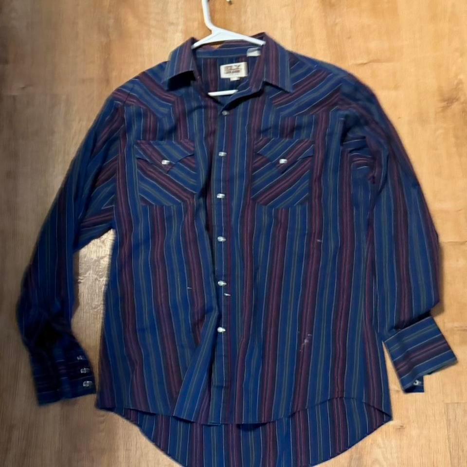 Ely Cattleman Blue Striped Button 2059