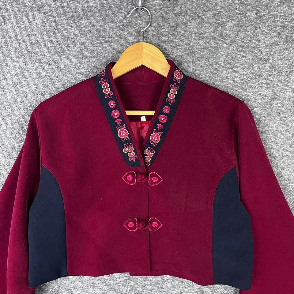 Burgundy Asian Inspired Floral Embroidered 0c0b 2