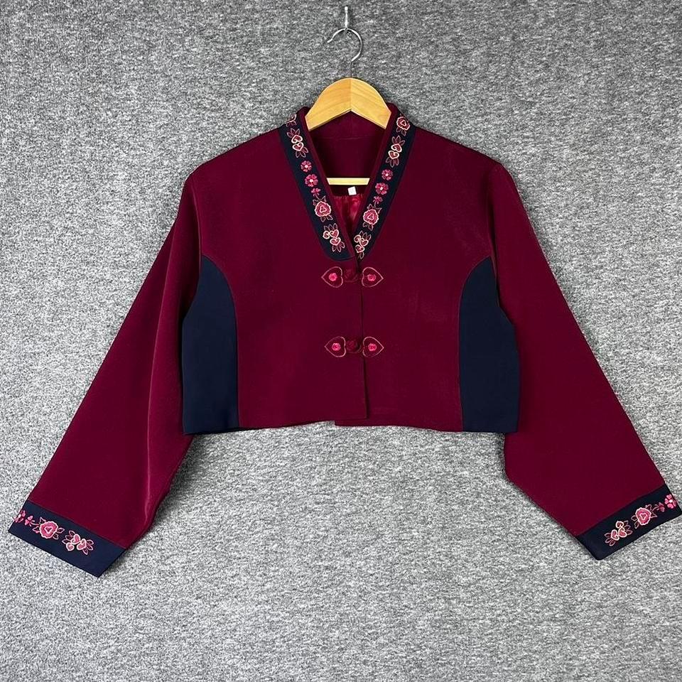 Burgundy Asian Inspired Floral Embroidered 0c0b