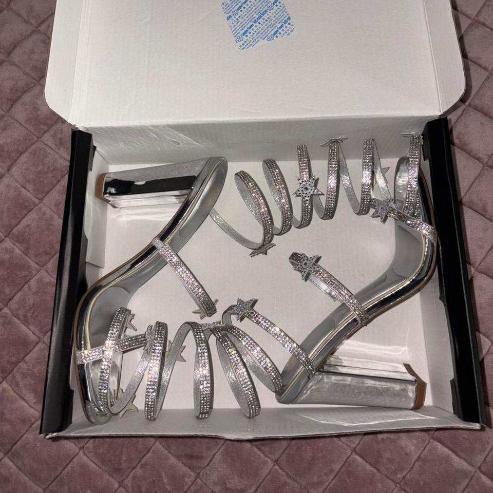 Silver Wrap Around Rhinestone Heels F493 4