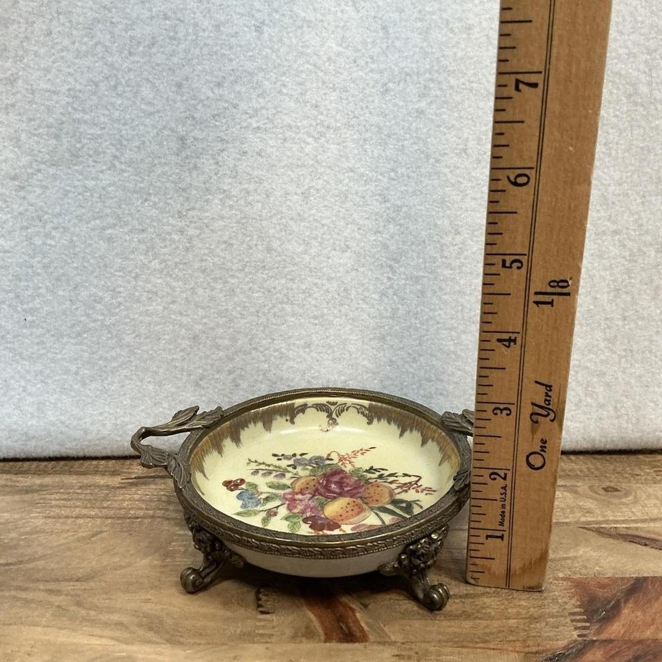 Antique Porcelain Bonbon Dish Brass C512 8
