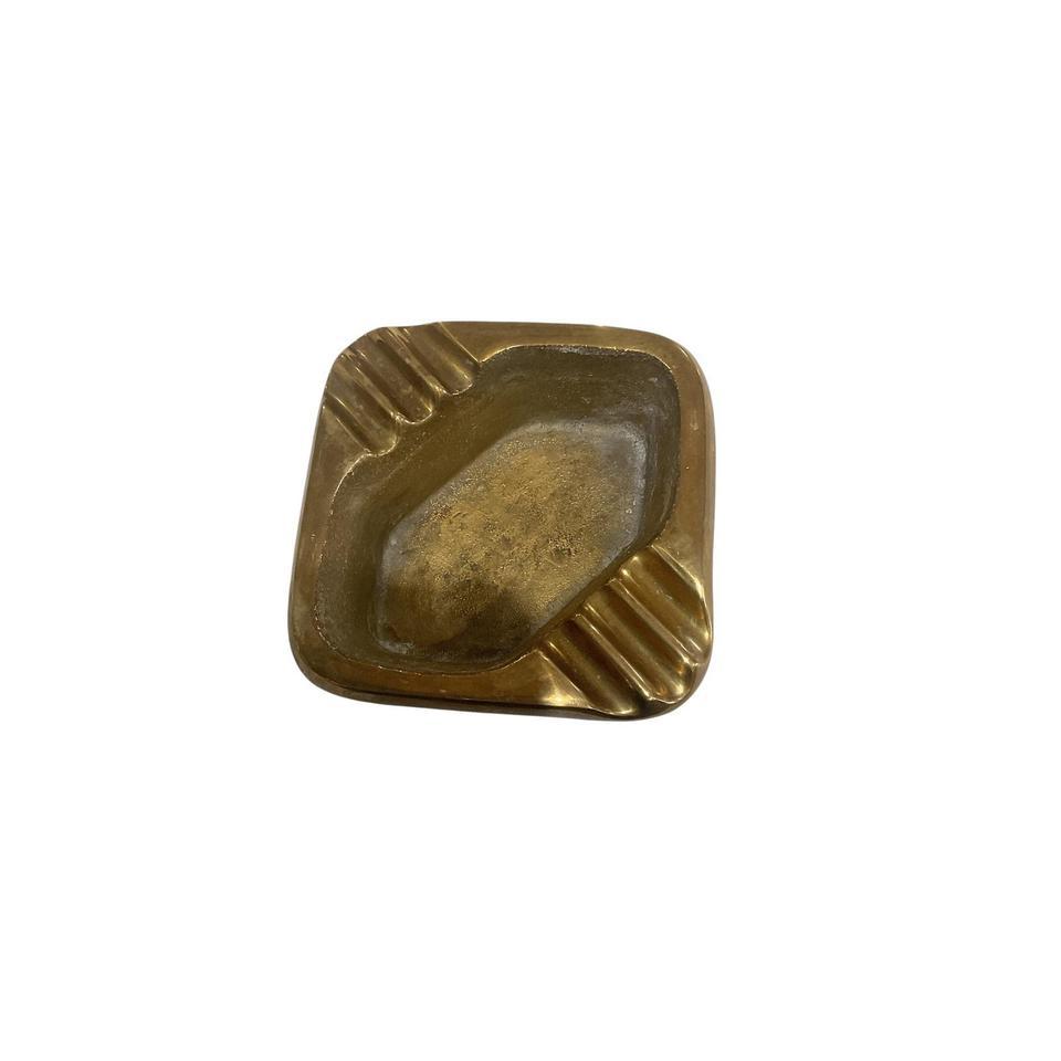 Vintage Solid Brass Ashtray Square E695