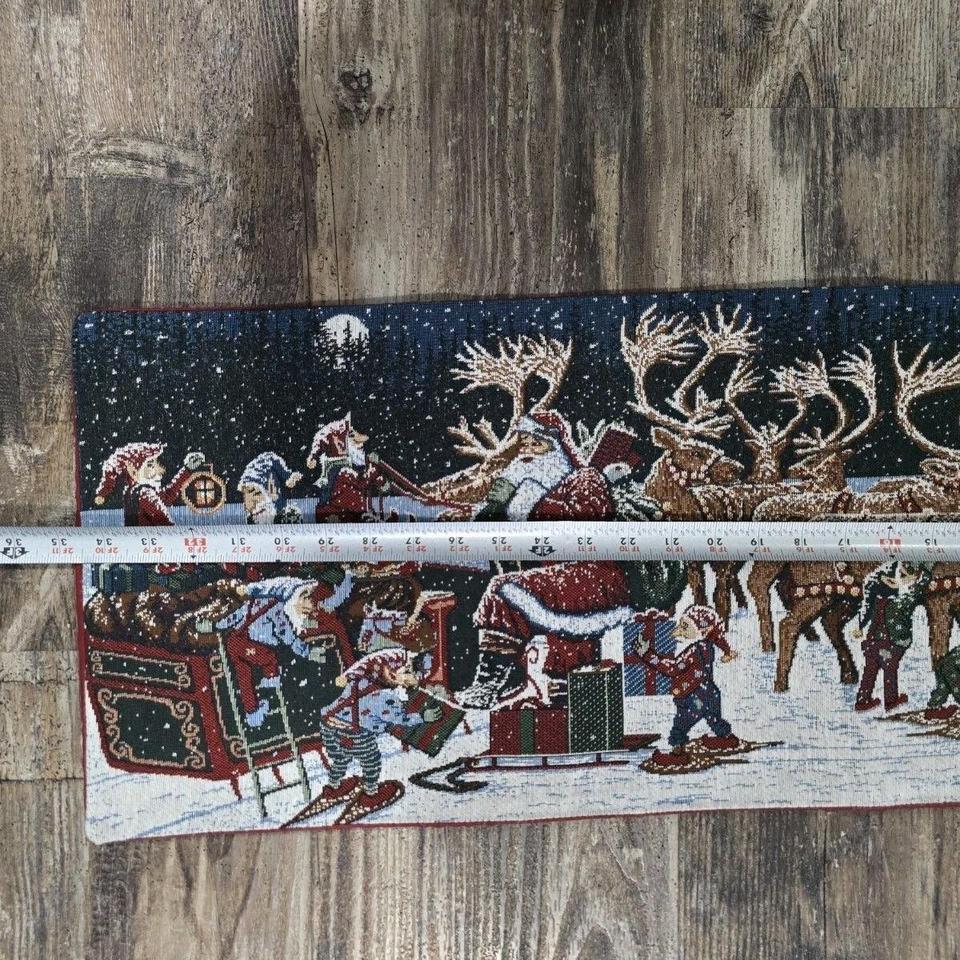 Vintage Woven Christmas Tapestry Table 6efc 5
