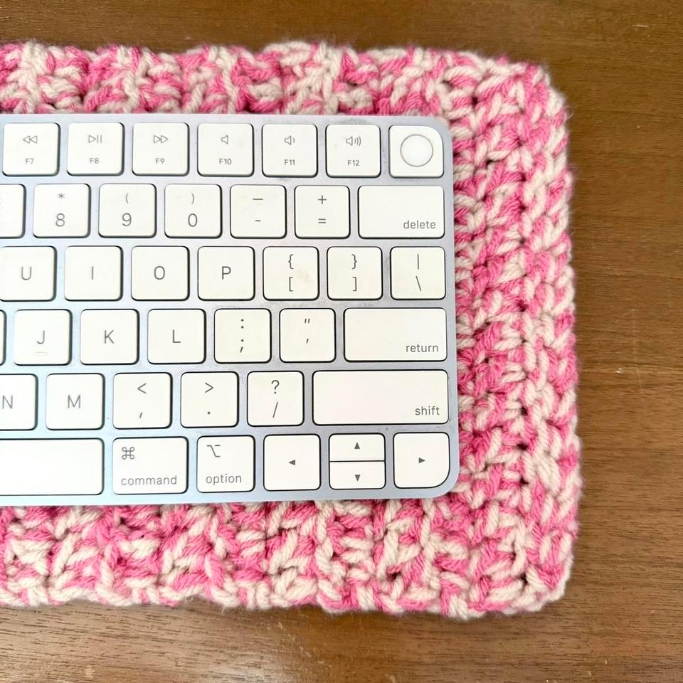 Pink And White Crochet Keyboard F779 2