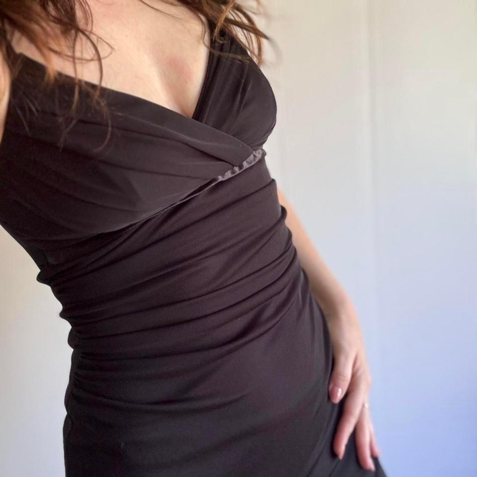 Black Asymmetrical Midi Dress With F97a 5