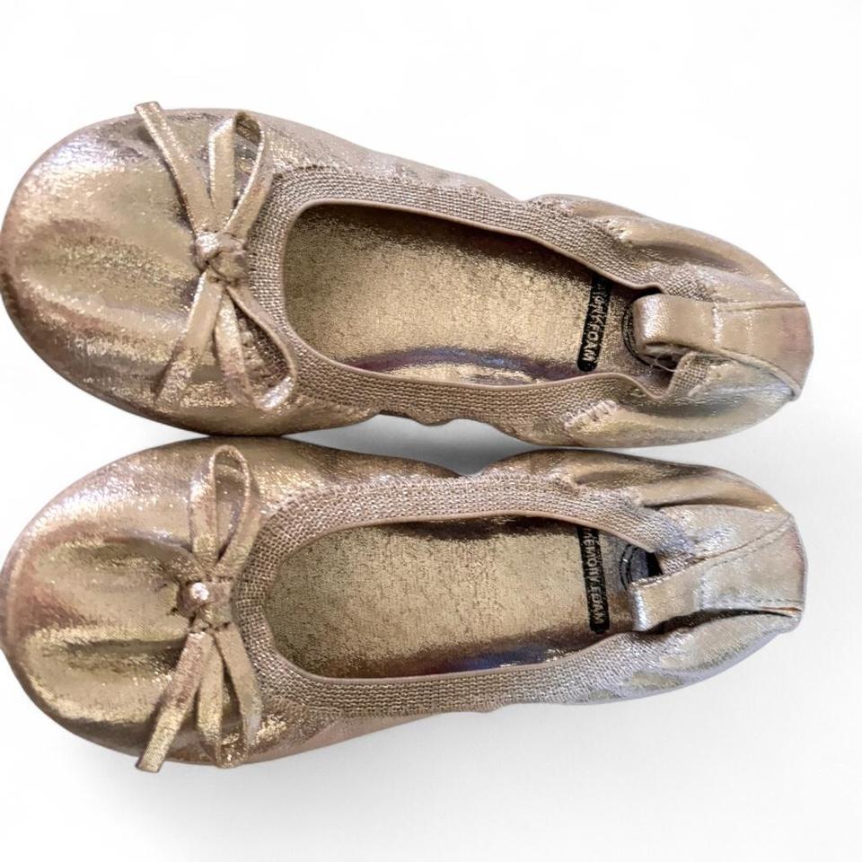Gold Metallic Ballet Flats With Af55