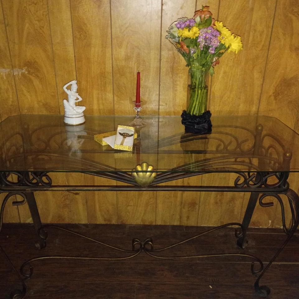 Vintage Wrought Iron Consoleentryway Table 62f6