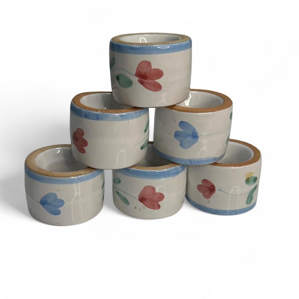 Set Of 6 Terracotta Glazed Ebcd