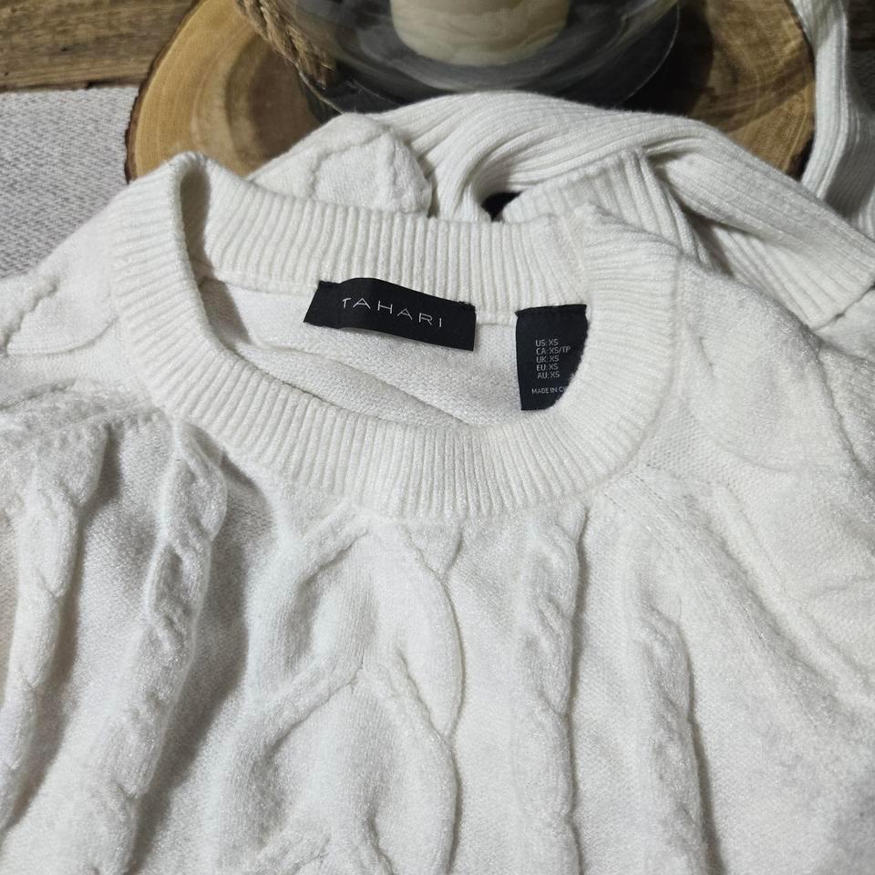 Tahari White Cable Knit Sweater 98a8 3