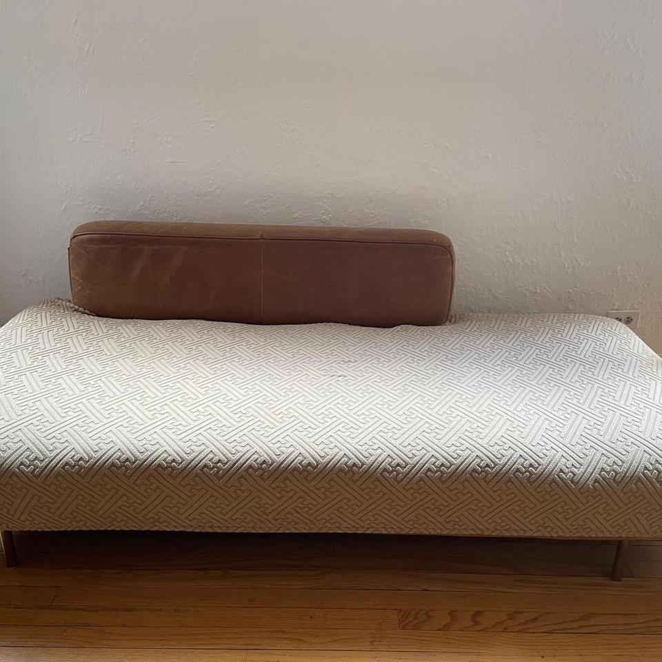 Brown Leather Sofadaybed With Wooden 6e4d 7