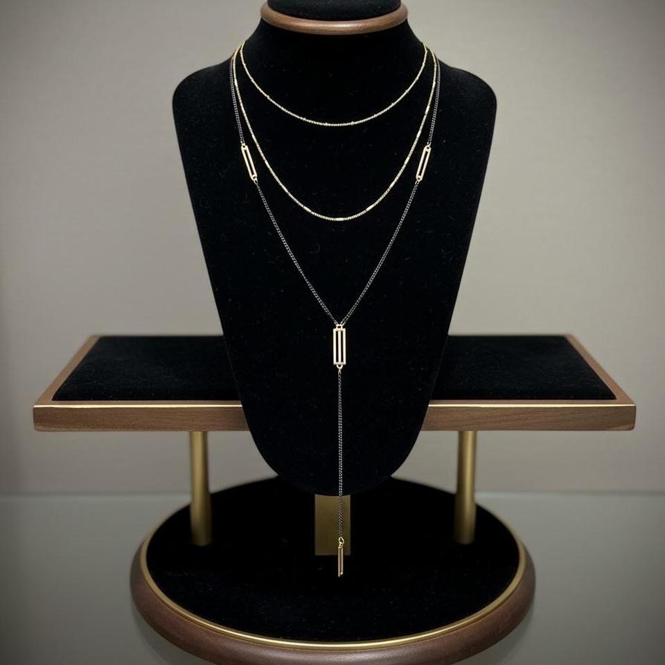 Gold Plated 3 Layered Necklace Fe0a