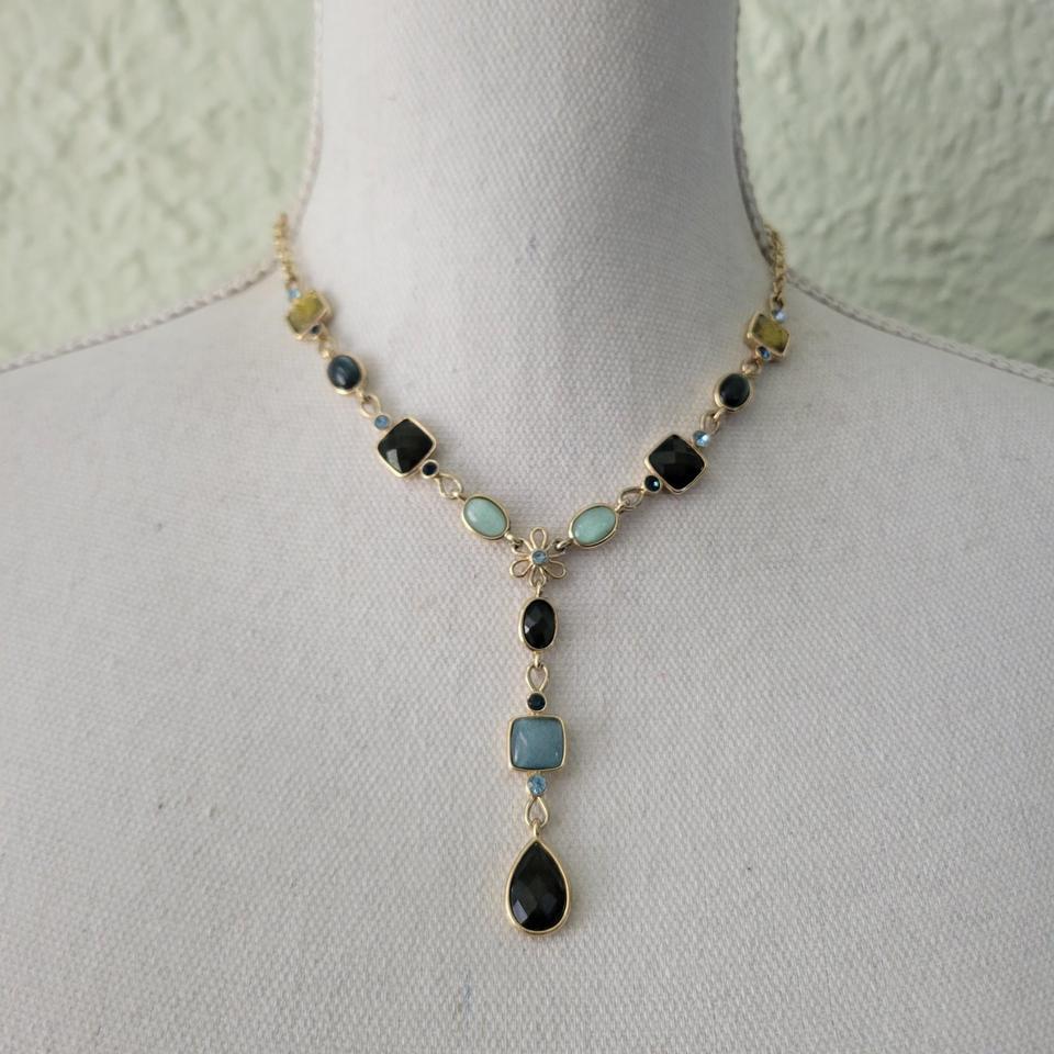 Y Drop Necklace Multicolored Teardrop 157d