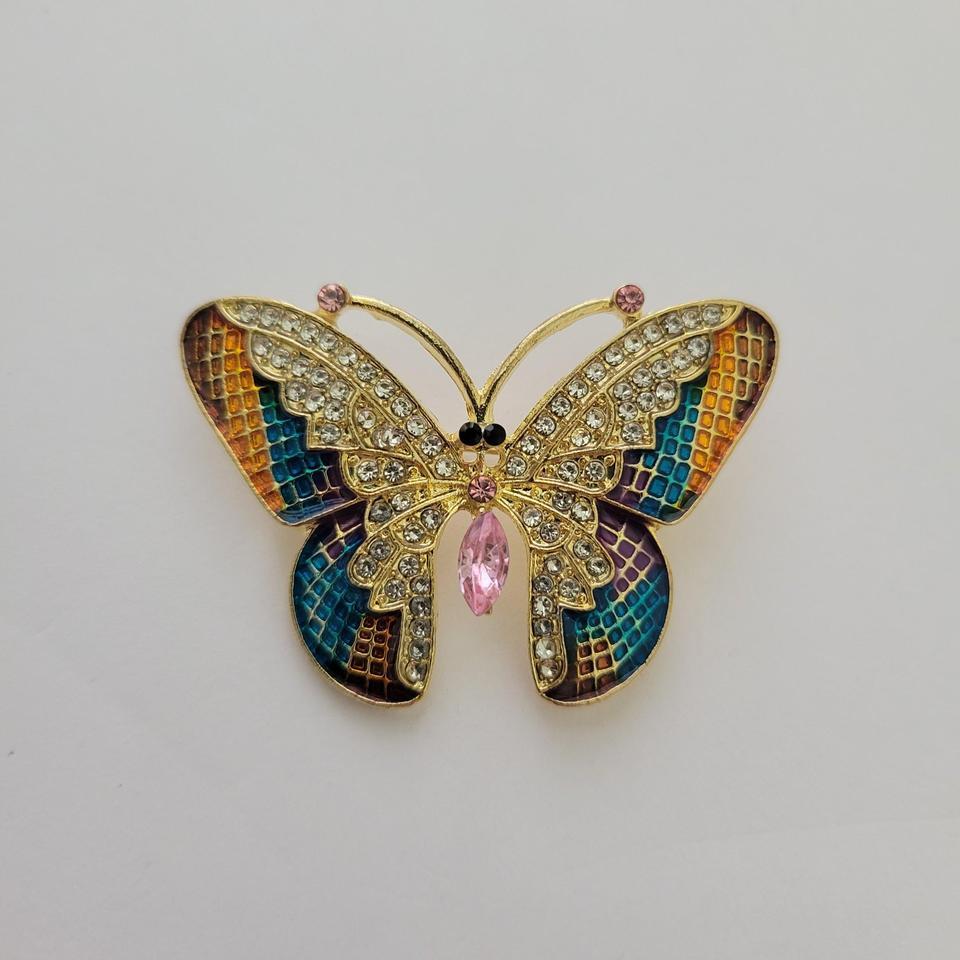 Butterfly Brooch With Rhinestones And Caf2 2