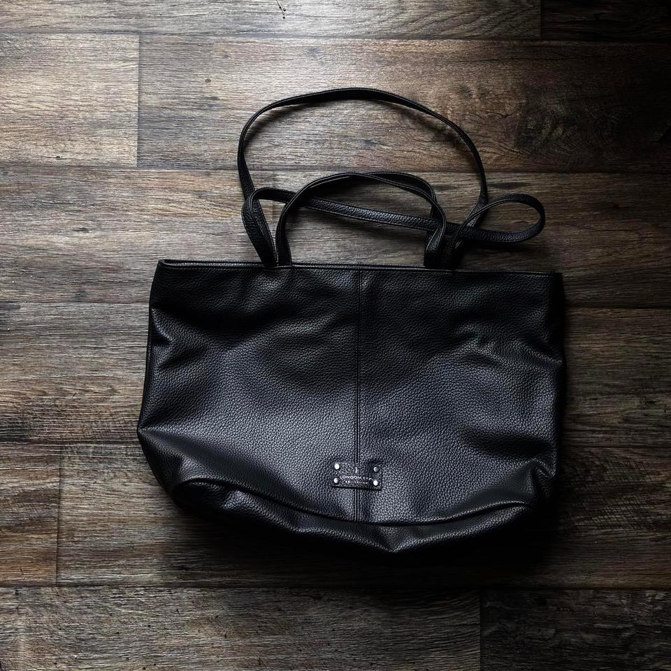 Black Pleather Tote Bag With 8e67