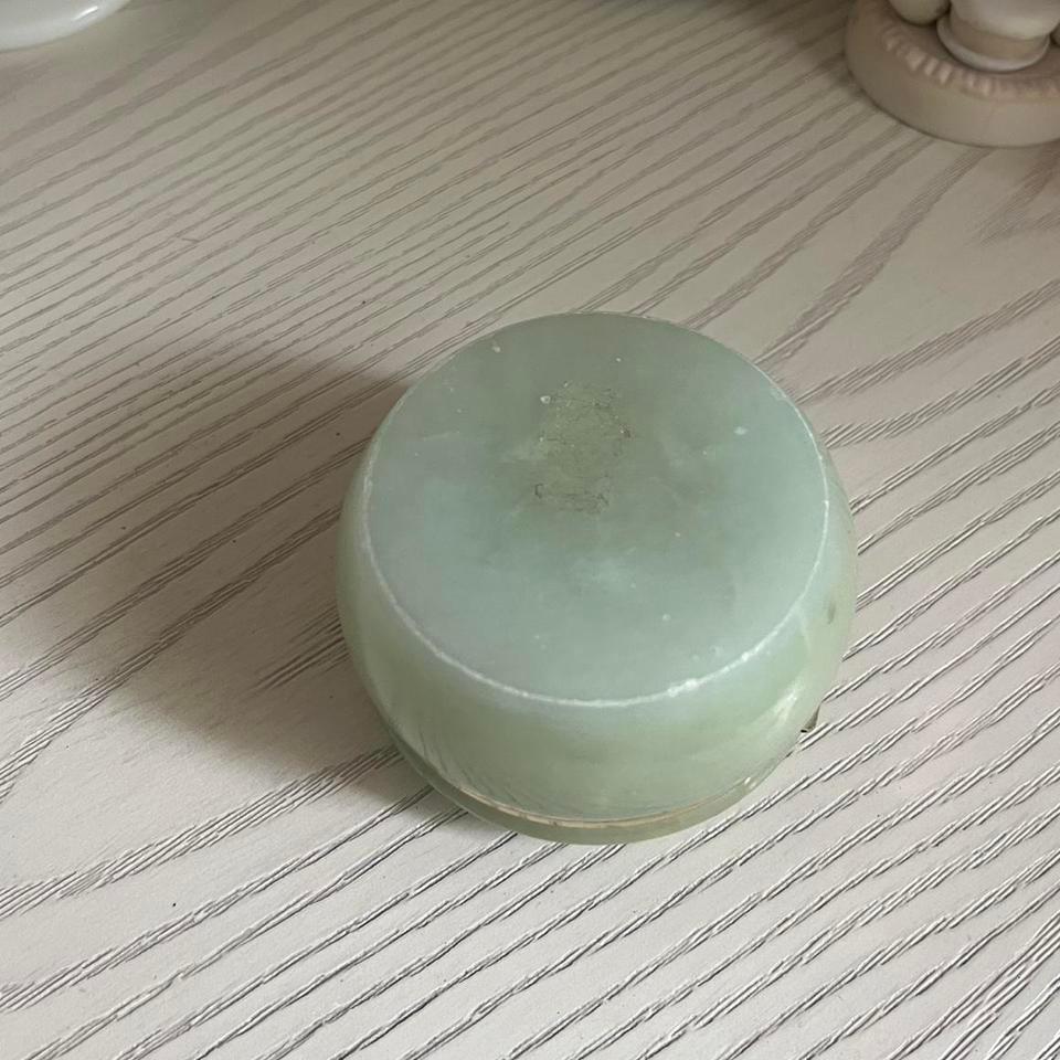 Vintage Green Alabaster Trinket Box B23b 3