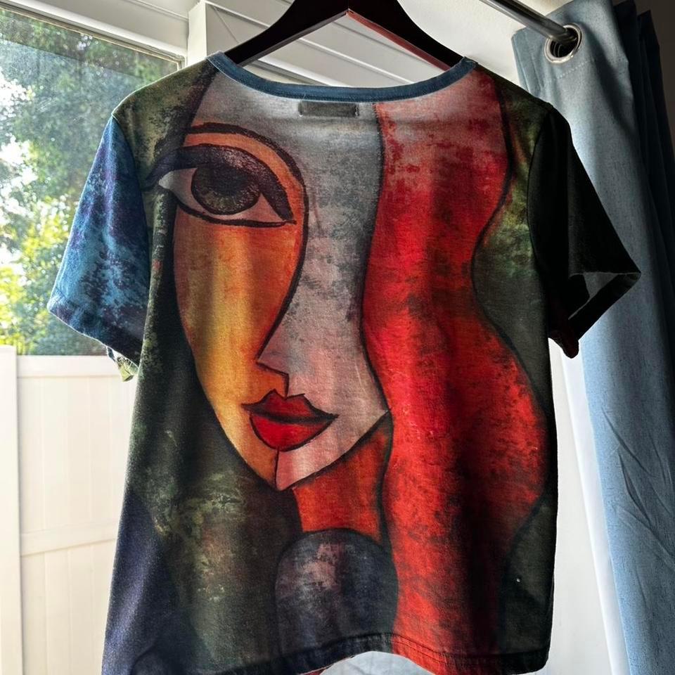 Multicoloured Abstract Art Graphic Tee E11f 2