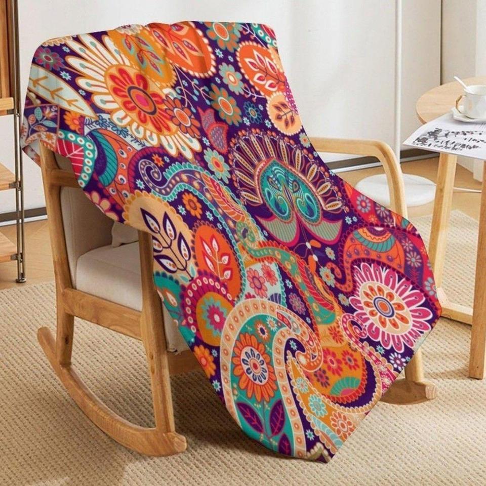Boho Floral Throw Blanketvintage Indian 9512 4