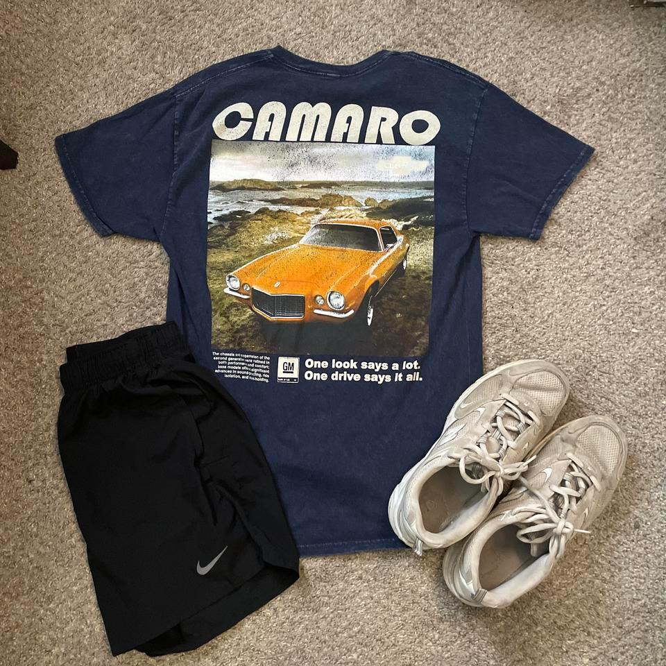 Washed Camaro Navy Blue T Shirt 7f6f