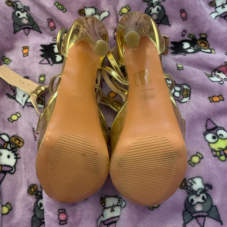 Gold Shiny Pleaser Platform Heels 4