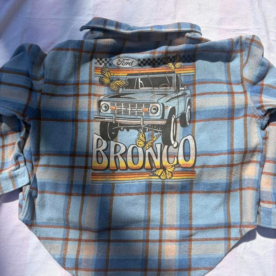 Ford Bronco Blue Flannel Shirt B84e