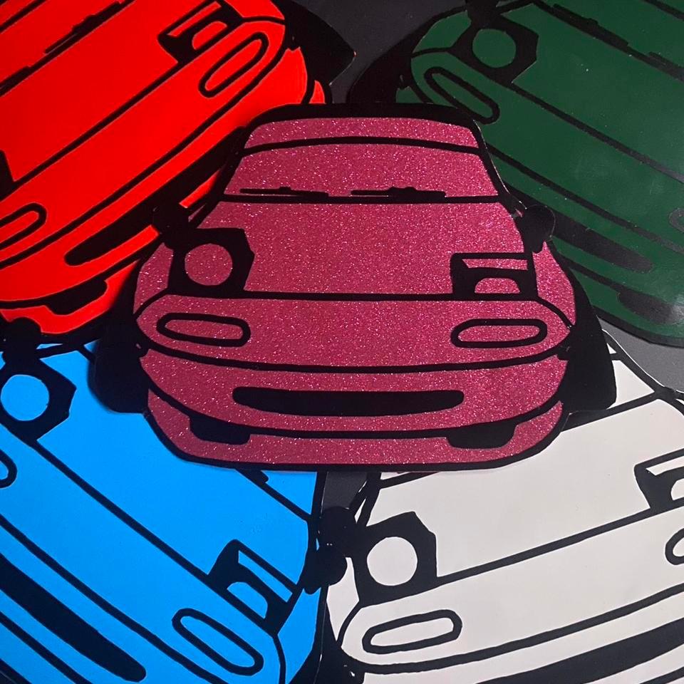 White Winking Miata Sticker Details 2