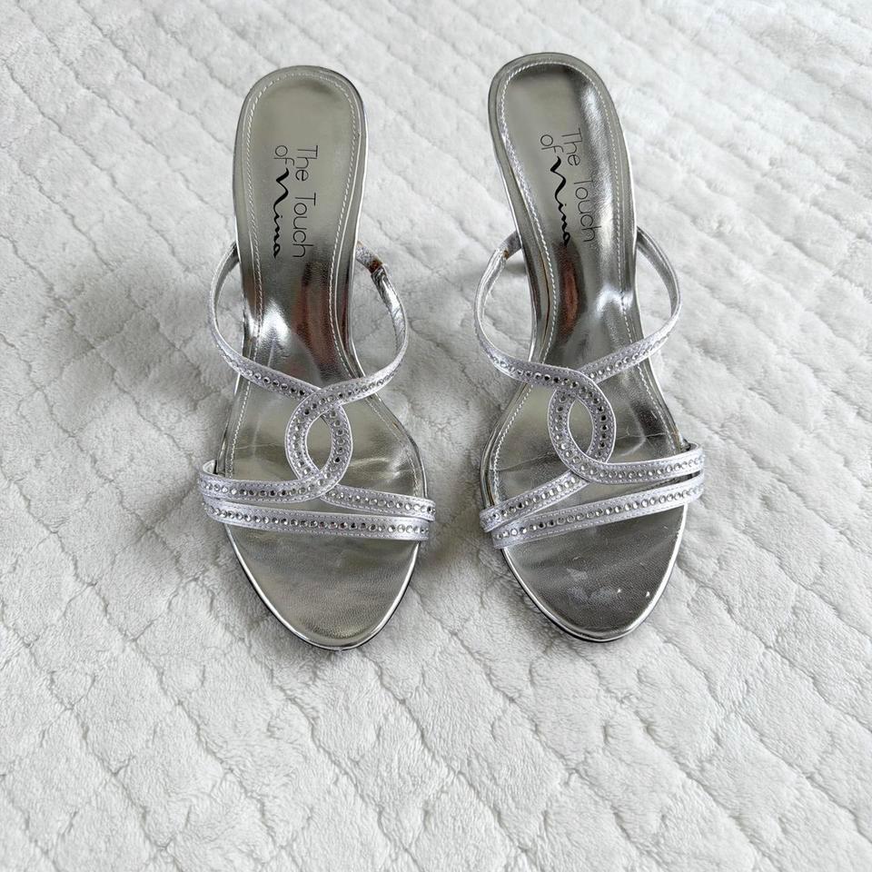 Y2k Silver Metallic Strappy Heels 1dbb 2