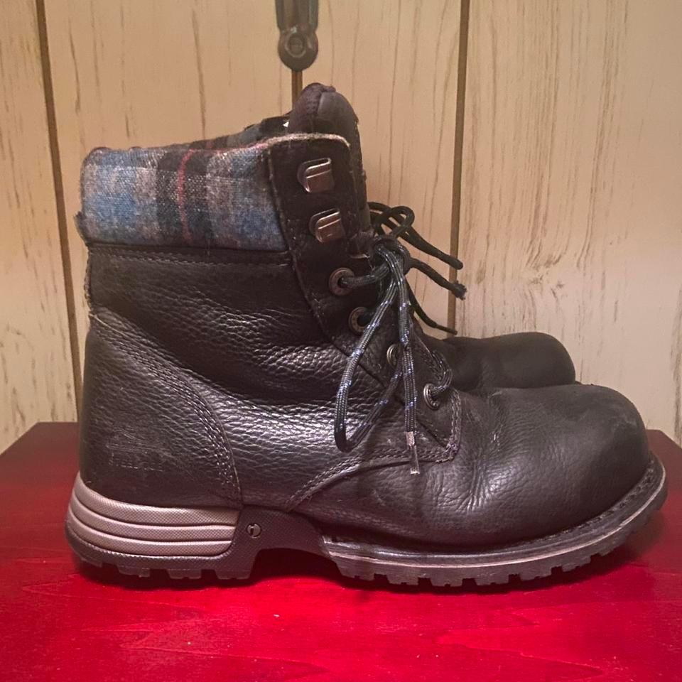 Black Leather Steel Toed Cat
