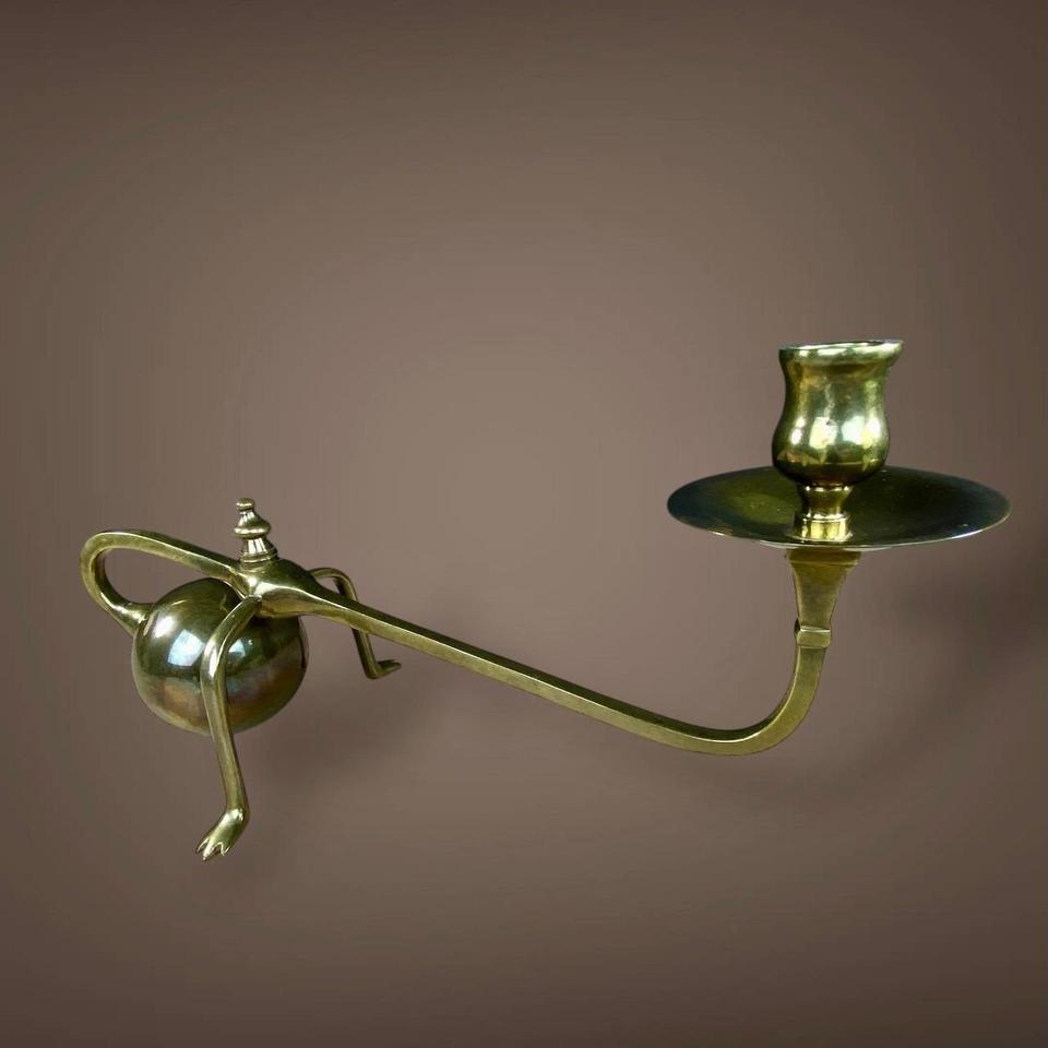 Antique Brass Cantilever Piano Candlestick F9eb 2