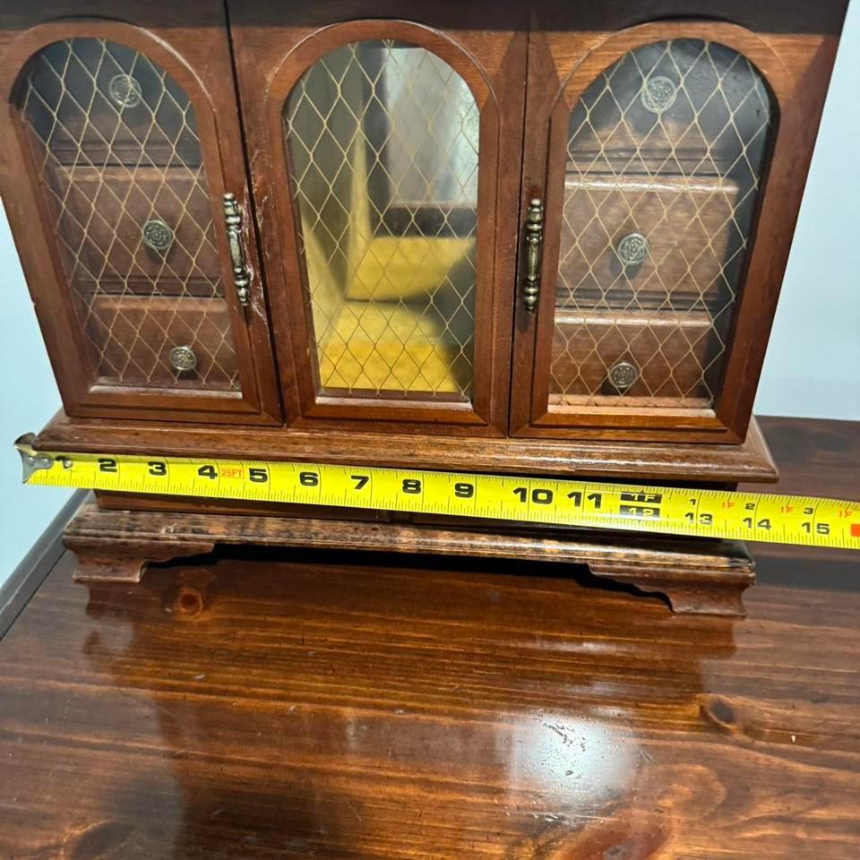 Vintage Wood Jewelry Armoire With C514 8