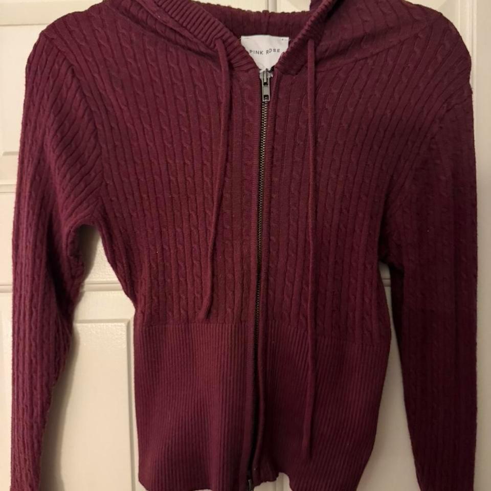 Pink Rose Burgundy Zip Up 178f
