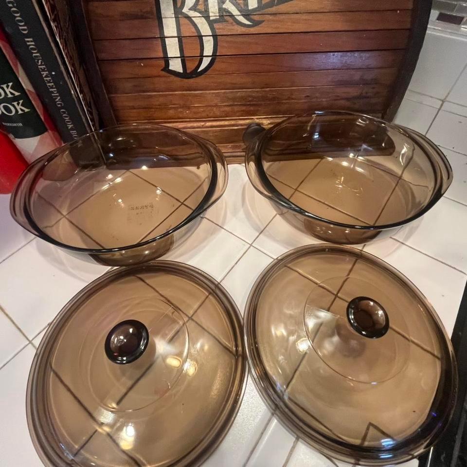 Vintage Amber Pyrex Casserole Set 9bf5 5