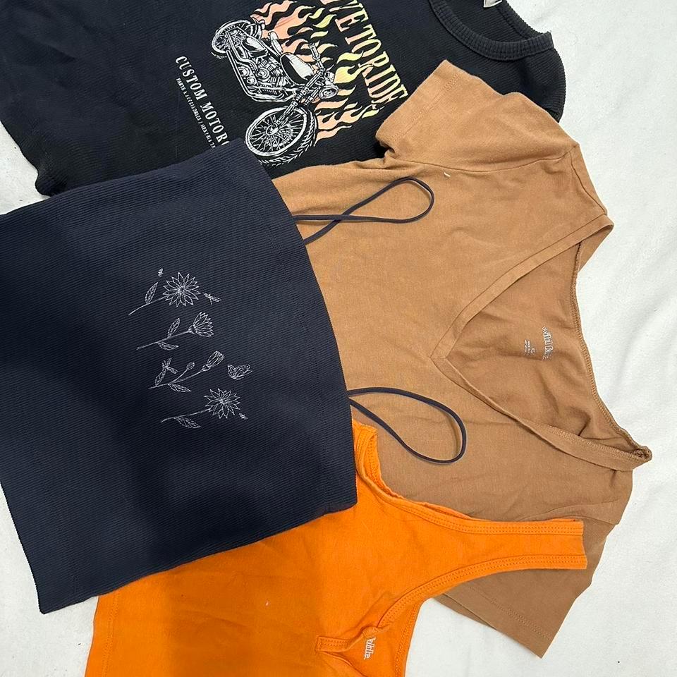 Black Orange Crop Tops