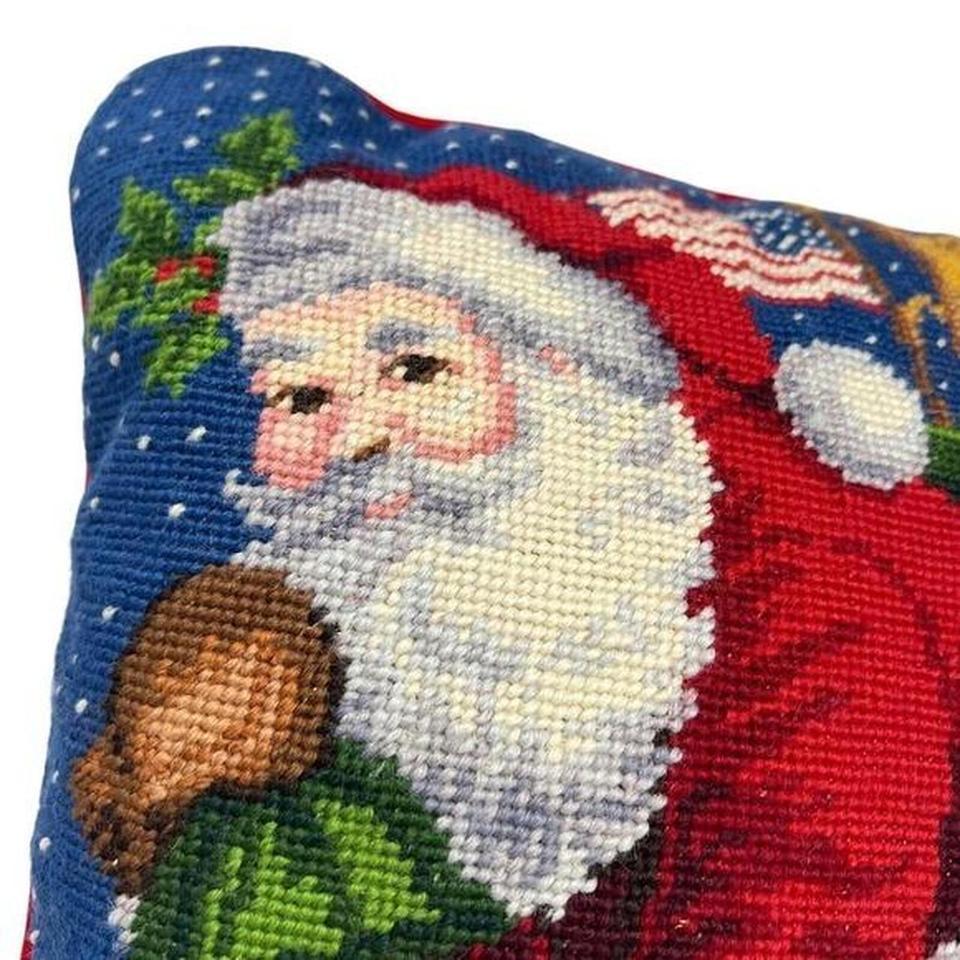 Vintage Needlepoint Throw Pillow Traditional 053b 6