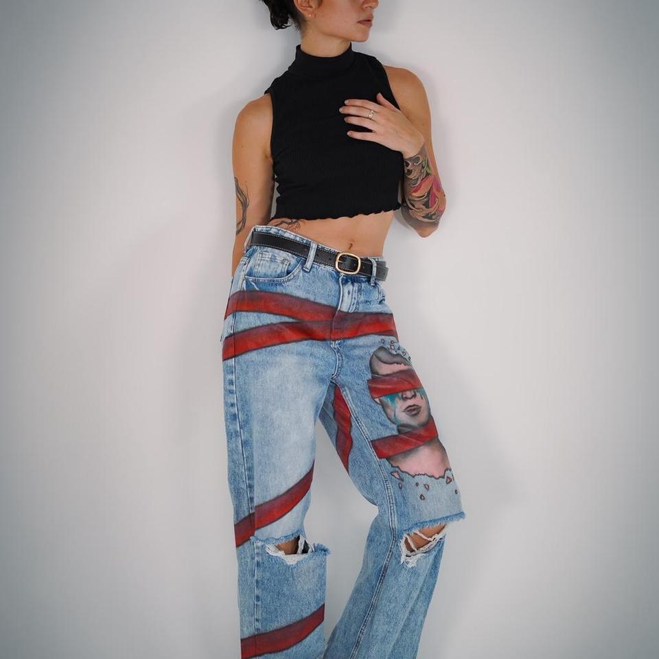 Hand Painted Jeans With Unique 298a 2