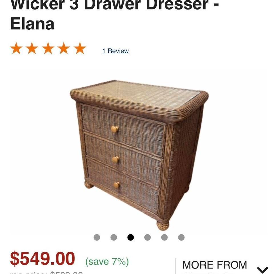 Wicker Rattan 3 Drawer Dresser B335