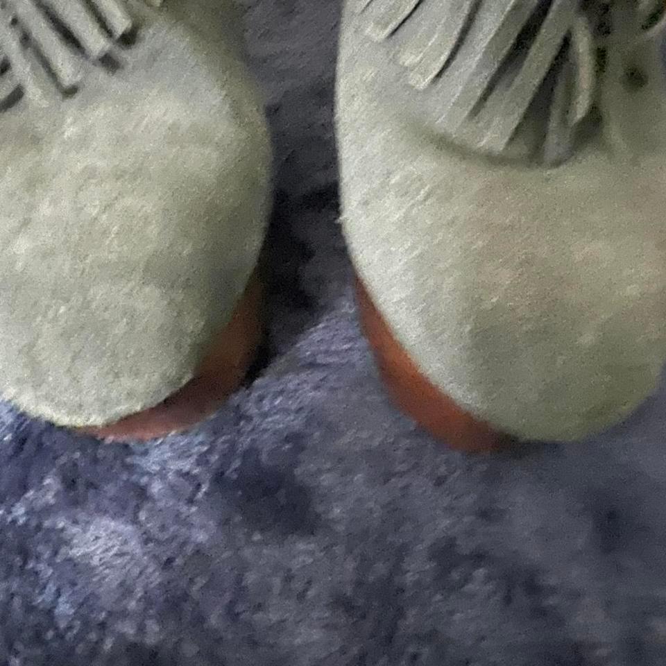 Blue Suede Fringe Ankle Boots 3