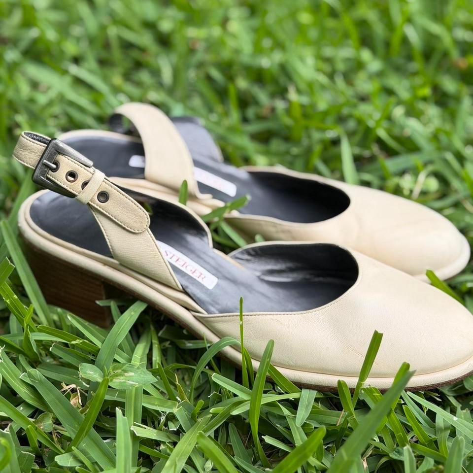 Cream Leather Healed Shoes With 84cf 3